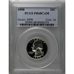 1958 25C PR68 Cameo PCGS. The deeply reflective fields 