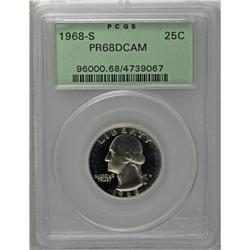 1968-S 25C PR68 Deep Cameo PCGS. The devices are heavi 