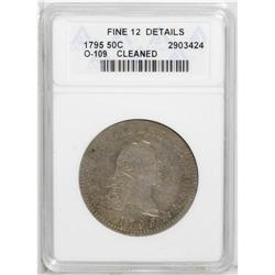 1795 50C 2 Leaves--Cleaned--ANACS. Fine 12 Details. O- 