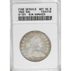 1802 50C --Rim Damaged--ANACS. Fine Details, Net VG8. O 