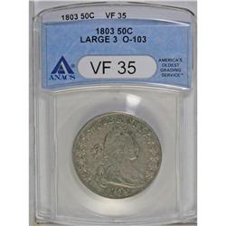 1803 50C Large 3 VF35 ANACS. O-103, R.3. Choice with m 