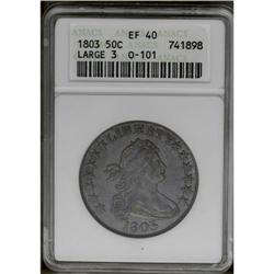 1803 50C Large 3 XF40 ANACS. O-101, R.3. A nicely stru 