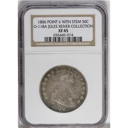1806 50C Pointed 6, Stem O-118a, R.3. XF45 NGC. Ex: Ju 