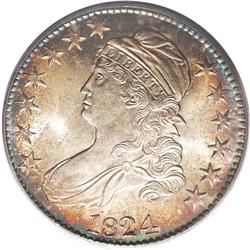 1824 50C MS64 PCGS. O-8, R.2. Attributed by the proxim 