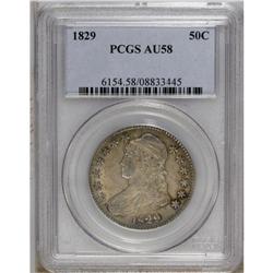 1829 50C AU58 PCGS. O-107, R.3. Highpoint friction kee 