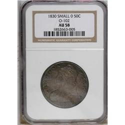 1830 50C Small 0 AU58 NGC. O-102, R.3. The surfaces, w 