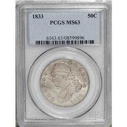 1833 50C MS63 PCGS. O-110a, R.2. A die line through th 