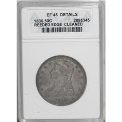 1836 50C Reeded Edge--Cleaned--ANACS. XF45 Details. So 