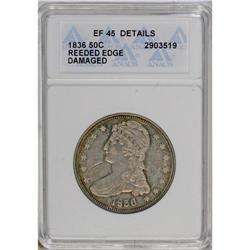 1836 50C Reeded Edge--Damaged--ANACS. XF45 Details. Lo 