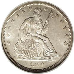 1840 50C Reverse of 1839, Small Letters MS61 NGC. WB-1 