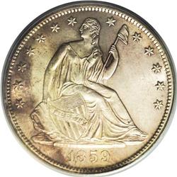 1859-S 50C MS64 PCGS. WB-101. Large Mintmark. A scarce 