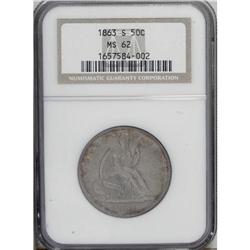 1863-S 50C MS62 NGC. Due to a defective punch, the upp 