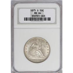 1875-S 50C MS64 NGC. This near-Gem has the frosted min 