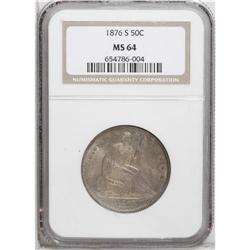 1876-S 50C MS64 NGC. Choice and appealing with pleasin 