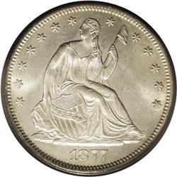 1877-S 50C MS64 PCGS. An appealing, brilliant silver-w 