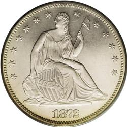 1872 50C PR63 Cameo PCGS. A lovely, creamy appearance 