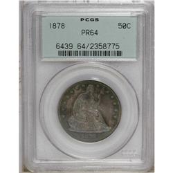 1878 50C PR64 PCGS. The fields shine beneath a rich pa 