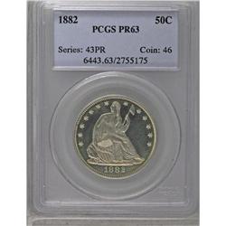 1882 50C PR63 PCGS. The deeply reflective, faintly hai 