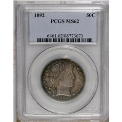 1892 50C MS62 PCGS. This solidly struck example is mod 