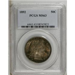 1892 50C MS63 PCGS. Subdued orange, red, and violet pa 