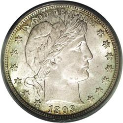 1893 50C MS66 PCGS. The sharply defined surfaces are t 
