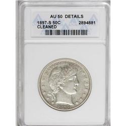 1897-S 50C --Cleaned--ANACS. AU50 Details. This scarce 
