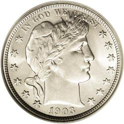 1903 50C MS65 NGC. Vibrant luster and delicate gold to 