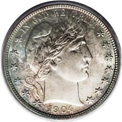 1904 50C MS66 PCGS. Light aqua and tawny-gold toning e 