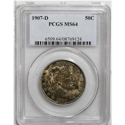 1907-D 50C MS64 PCGS. Choice and sharply struck with d 