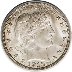 1915-D 50C MS65 PCGS. Brilliant with a hint of gold at 