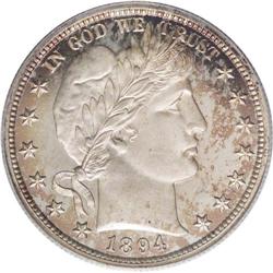 1894 50C PR65 Cameo PCGS. Fully struck with watery fie 