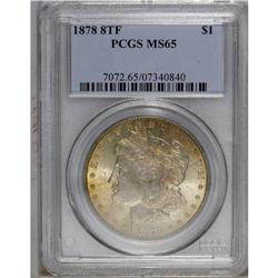 1878 8TF S$1 MS65 PCGS. VAM-16. Orange and lemon tonin 