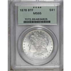 1878 8TF S$1 MS65 PCGS. VAM-17. This largely untoned G 