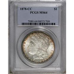 1878-CC S$1 MS64 PCGS. Patches of red, orange, and vio 