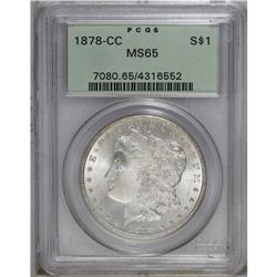1878-CC S$1 MS65 PCGS. Delicate chestnut toning graces 