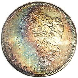 1879-S S$1 MS67 S NGC. Apple-green, golden-brown, and 
