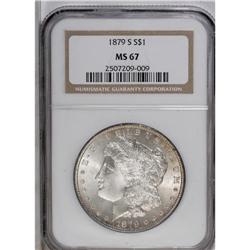 1879-S S$1 MS67 NGC. Hints of heather and cherry-red p 