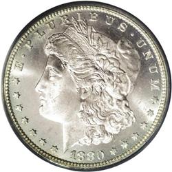 1880-CC S$1 MS66 PCGS. This splendidly unperturbed Gem 