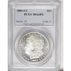 1880-CC S$1 MS64 Prooflike PCGS. A flashy near-Gem tha 