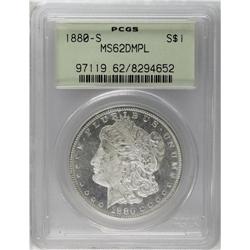 1880-S S$1 MS 62 Deep Mirror Prooflike PCGS. Heavily f 