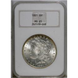 1881 S$1 MS65 NGC. Attractive gold-orange patina grace 