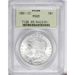 1881-CC S$1 MS65 PCGS. The boldly defined devices of t 
