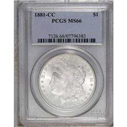 1881-CC S$1 MS66 PCGS. A well-defined piece, mostly un 