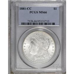 1881-CC S$1 MS66 PCGS. Boldly struck and brilliant wit 