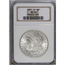 1881-CC S$1 MS66 NGC. Pinpoint striking definition is 