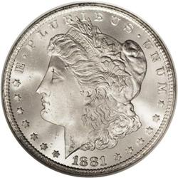 1881-CC S$1 MS67 NGC. The cheek of Liberty is free of 