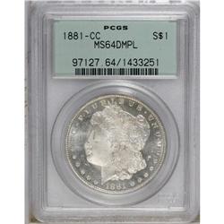 1881-CC S$1 MS64 Deep Mirror Prooflike PCGS. Intensely 
