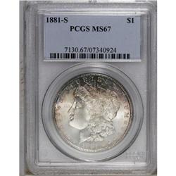 1881-S S$1 MS67 PCGS. A boldly struck Superb Gem that 