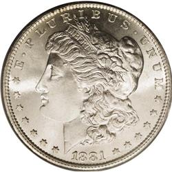1881-S S$1 MS68 PCGS. Liberty''s cheek and neck are re 
