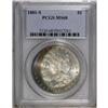 Image 3 : 1881-S S$1 MS68 PCGS. Bands of cherry-red, forest-gree 